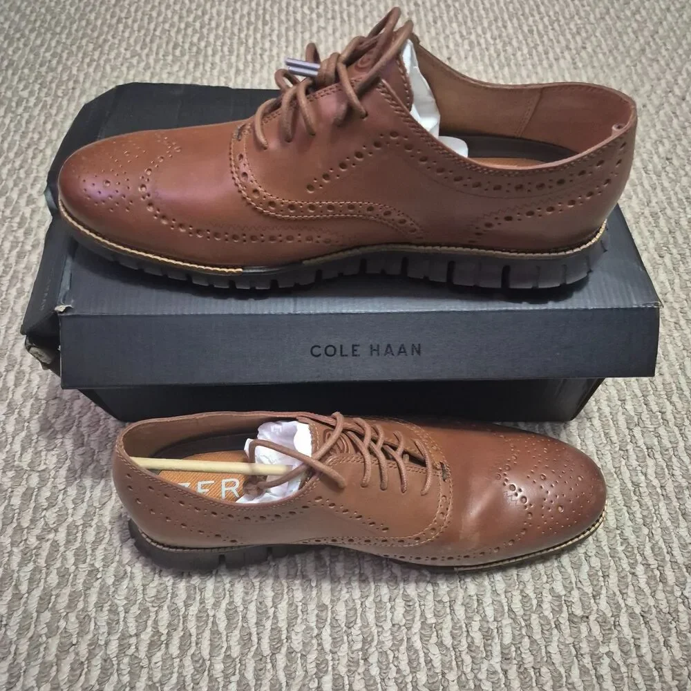 Cole Haan Men's Zerogrand Wingtip Oxford Brown C29411 British Dress Shoes 12